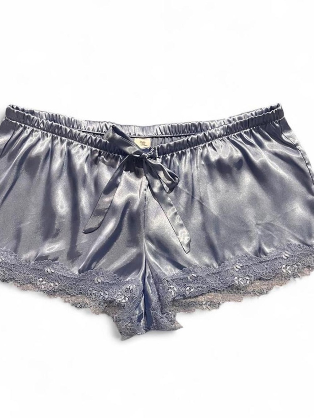 Blue Lace Satin Sleep Shorts - Size L